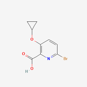 molecular formula C9H8BrNO3 B14819497 6-Bromo-3-cyclopropoxypicolinic acid 