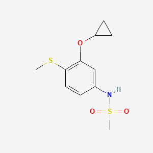 molecular formula C11H15NO3S2 B14819669 N-(3-Cyclopropoxy-4-(methylthio)phenyl)methanesulfonamide 