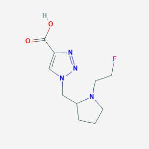 molecular formula C10H15FN4O2 B1481977 1-((1-(2-fluoroethyl)pyrrolidin-2-yl)methyl)-1H-1,2,3-triazole-4-carboxylic acid CAS No. 2098121-82-3