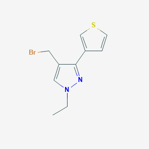 4-(bromomethyl)-1-ethyl-3-(thiophen-3-yl)-1H-pyrazole