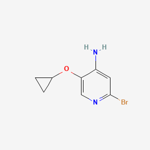 molecular formula C8H9BrN2O B14820299 2-Bromo-5-cyclopropoxypyridin-4-amine 