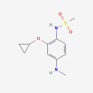 molecular formula C11H16N2O3S B14820318 N-(2-Cyclopropoxy-4-(methylamino)phenyl)methanesulfonamide 
