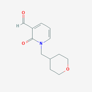 molecular formula C12H15NO3 B1482055 2-oxo-1-((tetrahydro-2H-pyran-4-yl)methyl)-1,2-dihydropyridine-3-carbaldehyde CAS No. 2092728-43-1