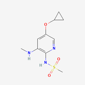 molecular formula C10H15N3O3S B14820576 N-(5-Cyclopropoxy-3-(methylamino)pyridin-2-YL)methanesulfonamide 