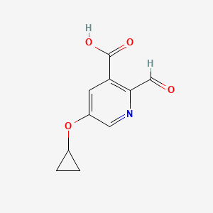 molecular formula C10H9NO4 B14820707 5-Cyclopropoxy-2-formylnicotinic acid 
