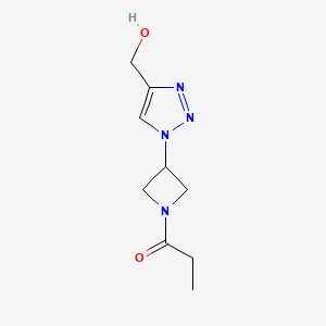 molecular formula C9H14N4O2 B1482074 1-(3-(4-(hydroxymethyl)-1H-1,2,3-triazol-1-yl)azetidin-1-yl)propan-1-one CAS No. 2091704-93-5