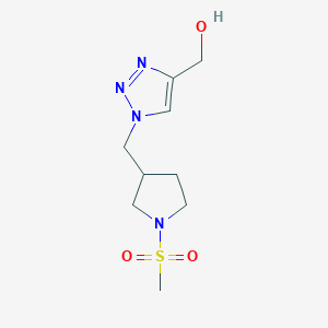 molecular formula C9H16N4O3S B1482075 (1-((1-(methylsulfonyl)pyrrolidin-3-yl)methyl)-1H-1,2,3-triazol-4-yl)methanol CAS No. 2097995-90-7