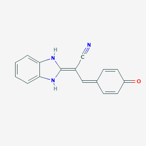 molecular formula C16H11N3O B148210 2-(1,3-Dihydrobenzimidazol-2-ylidene)-3-(4-oxocyclohexa-2,5-dien-1-ylidene)propanenitrile CAS No. 131263-10-0
