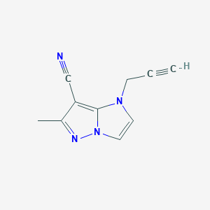 molecular formula C10H8N4 B1482113 6-methyl-1-(prop-2-yn-1-yl)-1H-imidazo[1,2-b]pyrazole-7-carbonitrile CAS No. 2098140-06-6