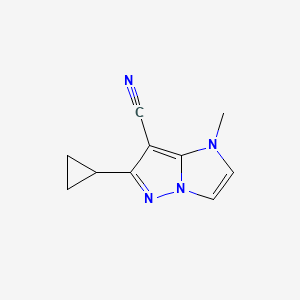 molecular formula C10H10N4 B1482117 6-cyclopropyl-1-methyl-1H-imidazo[1,2-b]pyrazole-7-carbonitrile CAS No. 2097945-17-8