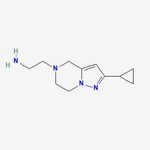 molecular formula C11H18N4 B1482118 2-(2-cyclopropyl-6,7-dihydropyrazolo[1,5-a]pyrazin-5(4H)-yl)ethan-1-amine CAS No. 2097970-45-9