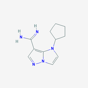 molecular formula C11H15N5 B1482121 1-环戊基-1H-咪唑并[1,2-b]吡唑-7-羧酰脲 CAS No. 2098025-40-0