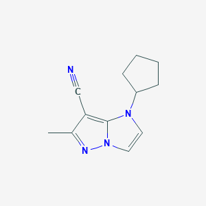 molecular formula C12H14N4 B1482128 1-cyclopentyl-6-methyl-1H-imidazo[1,2-b]pyrazole-7-carbonitrile CAS No. 2098141-55-8