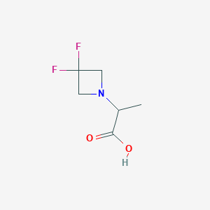 molecular formula C6H9F2NO2 B1482139 2-(3,3-二氟氮杂环丁-1-基)丙酸 CAS No. 2089669-22-5