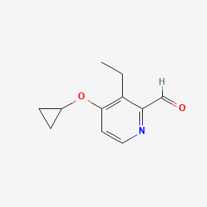 molecular formula C11H13NO2 B14821459 4-Cyclopropoxy-3-ethylpicolinaldehyde 