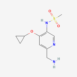molecular formula C10H15N3O3S B14821506 N-(6-(Aminomethyl)-4-cyclopropoxypyridin-3-YL)methanesulfonamide 