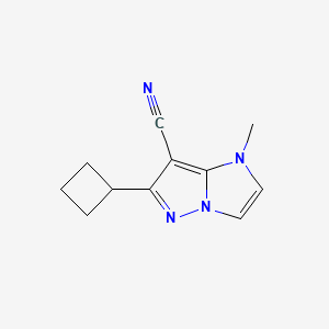 molecular formula C11H12N4 B1482151 6-cyclobutyl-1-methyl-1H-imidazo[1,2-b]pyrazole-7-carbonitrile CAS No. 2098026-46-9