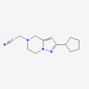 molecular formula C13H18N4 B1482154 2-(2-cyclopentyl-6,7-dihydropyrazolo[1,5-a]pyrazin-5(4H)-yl)acetonitrile CAS No. 2098093-25-3