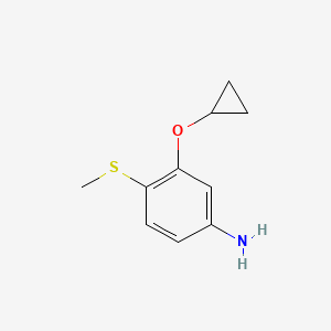 molecular formula C10H13NOS B14821594 3-Cyclopropoxy-4-(methylthio)aniline 