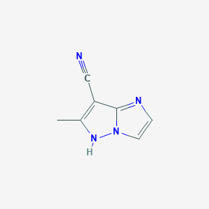 molecular formula C7H6N4 B1482169 6-methyl-1H-imidazo[1,2-b]pyrazole-7-carbonitrile CAS No. 2098025-95-5