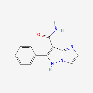 molecular formula C12H10N4O B1482172 6-phenyl-1H-imidazo[1,2-b]pyrazole-7-carboxamide CAS No. 2098026-77-6