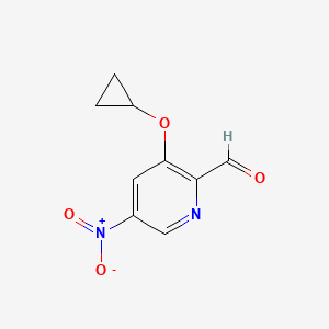 molecular formula C9H8N2O4 B14821822 3-Cyclopropoxy-5-nitropicolinaldehyde 