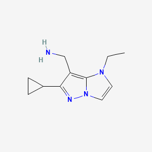 molecular formula C11H16N4 B1482192 (6-cyclopropyl-1-ethyl-1H-imidazo[1,2-b]pyrazol-7-yl)methanamine CAS No. 2098140-25-9