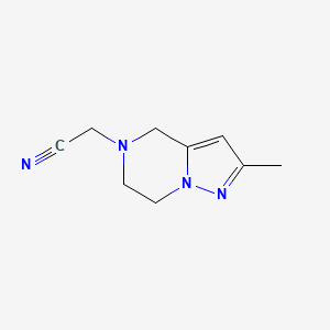 molecular formula C9H12N4 B1482199 2-(2-methyl-6,7-dihydropyrazolo[1,5-a]pyrazin-5(4H)-yl)acetonitrile CAS No. 2098058-63-8
