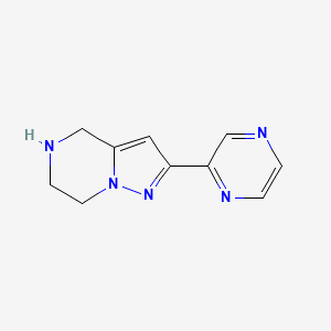 molecular formula C10H11N5 B1482205 2-(Pyrazin-2-yl)-4,5,6,7-tetrahydropyrazolo[1,5-a]pyrazine CAS No. 2098022-20-7