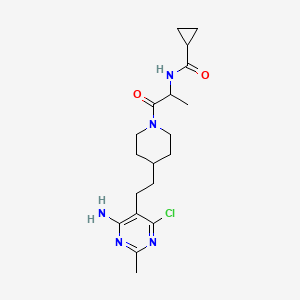 molecular formula C19H28ClN5O2 B14822069 N-(1-(4-(2-(4-Amino-6-chloro-2-methylpyrimidin-5-yl)ethyl)piperidin-1-yl)-1-oxopropan-2-yl)cyclopropanecarboxamide 