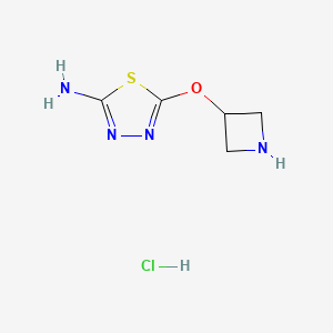 molecular formula C5H9ClN4OS B1482208 5-(Azetidin-3-yloxy)-[1,3,4]thiadiazol-2-ylamine hydrochloride CAS No. 1899942-13-2