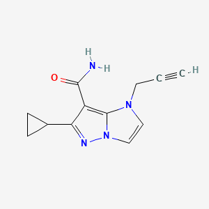 molecular formula C12H12N4O B1482215 6-cyclopropyl-1-(prop-2-yn-1-yl)-1H-imidazo[1,2-b]pyrazole-7-carboxamide CAS No. 2097945-16-7