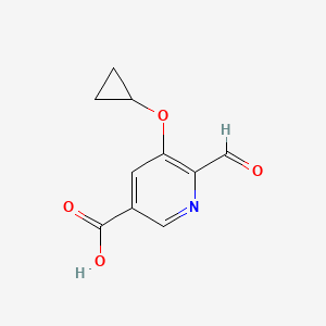 molecular formula C10H9NO4 B14822282 5-Cyclopropoxy-6-formylnicotinic acid 