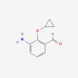 molecular formula C10H11NO2 B14822431 3-Amino-2-cyclopropoxybenzaldehyde 
