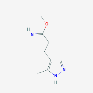 molecular formula C8H13N3O B1482270 methyl 3-(3-methyl-1H-pyrazol-4-yl)propanimidate CAS No. 2097986-53-1