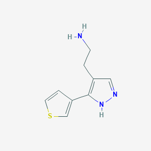 molecular formula C9H11N3S B1482275 2-(3-(thiophen-3-yl)-1H-pyrazol-4-yl)ethan-1-amine CAS No. 2092049-08-4