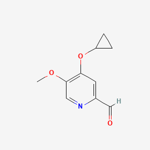 molecular formula C10H11NO3 B14822767 4-Cyclopropoxy-5-methoxypicolinaldehyde 