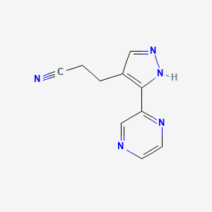 molecular formula C10H9N5 B1482280 3-(3-(pyrazin-2-yl)-1H-pyrazol-4-yl)propanenitrile CAS No. 2098112-06-0