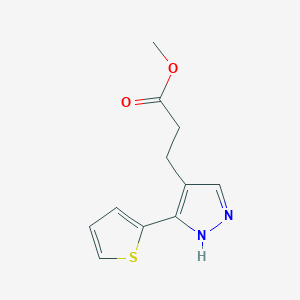 molecular formula C11H12N2O2S B1482281 methyl 3-(3-(thiophen-2-yl)-1H-pyrazol-4-yl)propanoate CAS No. 2097965-33-6