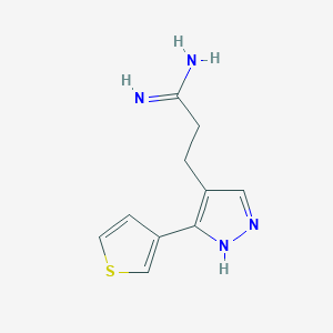 B1482284 3-(3-(thiophen-3-yl)-1H-pyrazol-4-yl)propanimidamide CAS No. 2098072-15-0