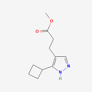 molecular formula C11H16N2O2 B1482290 methyl 3-(3-cyclobutyl-1H-pyrazol-4-yl)propanoate CAS No. 2098084-64-9