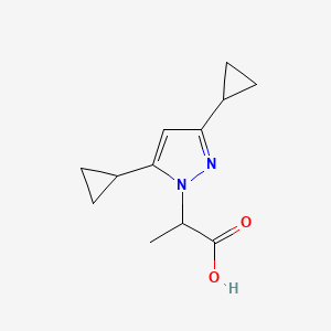 B1482292 2-(3,5-dicyclopropyl-1H-pyrazol-1-yl)propanoic acid CAS No. 2098071-09-9