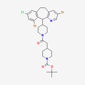 molecular formula C31H38Br2ClN3O3 B14823127 Tert-butyl 4-[2-[4-(6,15-dibromo-13-chloro-4-azatricyclo[9.4.0.03,8]pentadeca-1(11),3(8),4,6,12,14-hexaen-2-yl)piperidin-1-yl]-2-oxoethyl]piperidine-1-carboxylate 