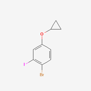 molecular formula C9H8BrIO B14823319 1-Bromo-4-cyclopropoxy-2-iodobenzene 
