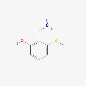 molecular formula C8H11NOS B14823457 2-(Aminomethyl)-3-(methylthio)phenol 