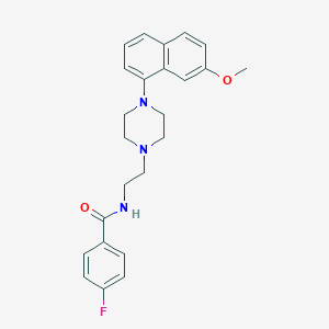 molecular formula C24H26FN3O2 B148235 4-fluoro-N-[2-[4-(7-methoxynaphthalen-1-yl)piperazin-1-yl]ethyl]benzamide CAS No. 135722-25-7