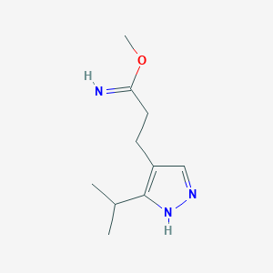 molecular formula C10H17N3O B1482376 methyl 3-(3-isopropyl-1H-pyrazol-4-yl)propanimidate CAS No. 2097984-53-5