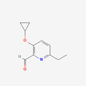 molecular formula C11H13NO2 B14823760 3-Cyclopropoxy-6-ethylpicolinaldehyde 