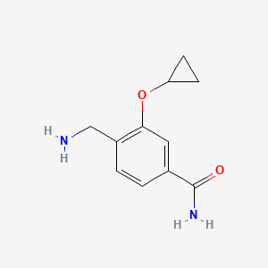 molecular formula C11H14N2O2 B14823992 4-(Aminomethyl)-3-cyclopropoxybenzamide 