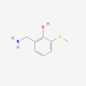 molecular formula C8H11NOS B14824060 2-(Aminomethyl)-6-(methylthio)phenol 